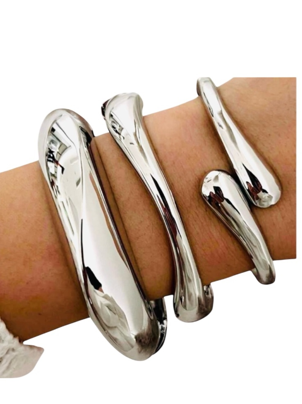 🔥🔥🆕Elegant 3pc Geometric Silver Bracelet Set